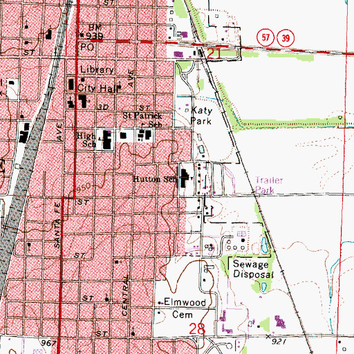 Topographic Map of Hutton School, KS
