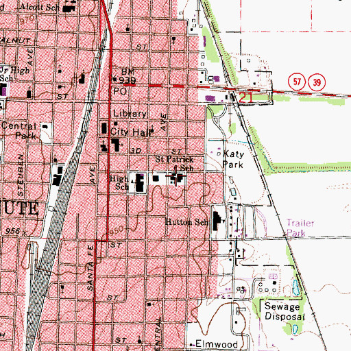 Topographic Map of Saint Patrick Catholic School, KS