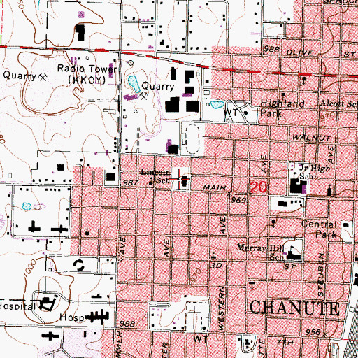 Topographic Map of Lincoln Early Learning Center, KS