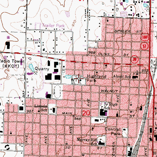 Topographic Map of Highland Park, KS