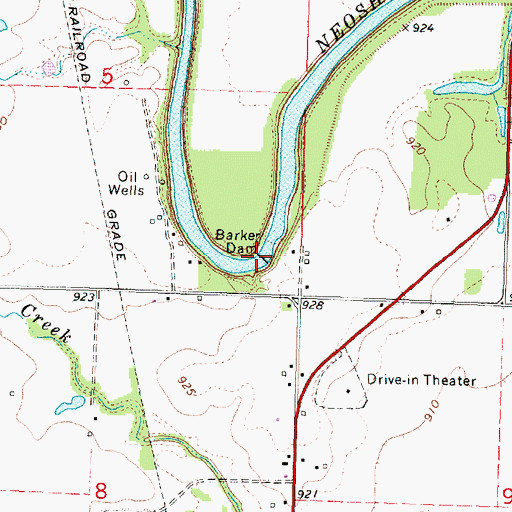 Topographic Map of Barker Dam, KS