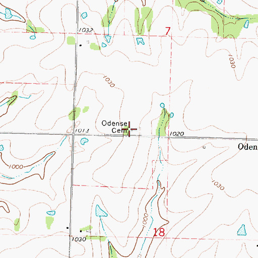 Topographic Map of Odense Cemetery, KS