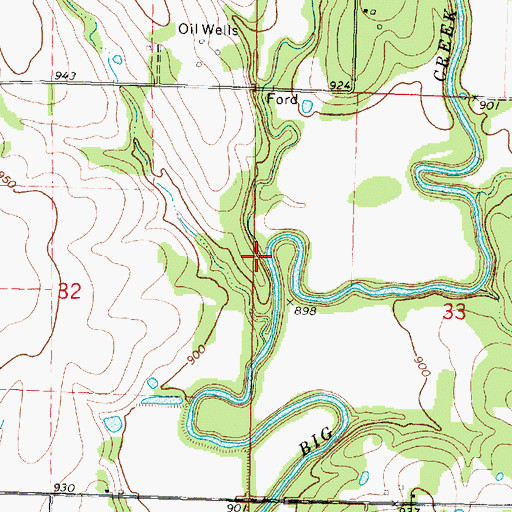 Topographic Map of Draw Creek, KS