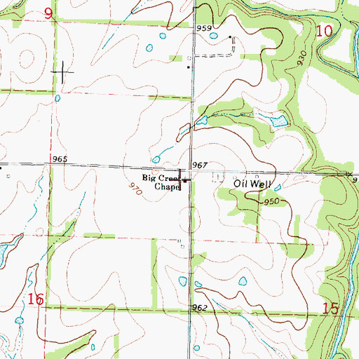Topographic Map of Big Creek United Methodist Chapel, KS