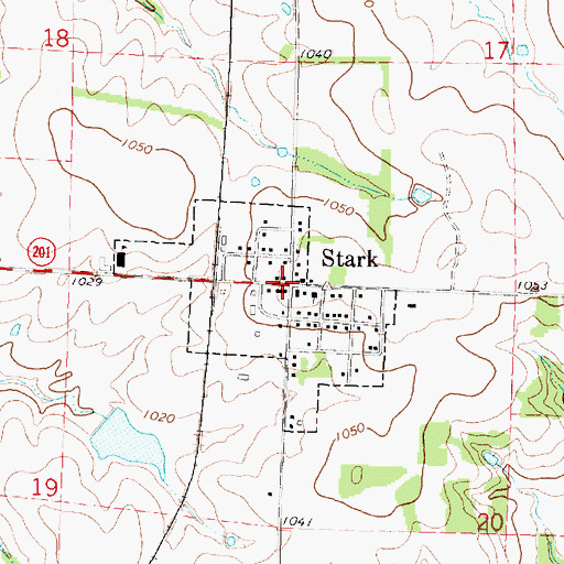 Topographic Map of Stark, KS