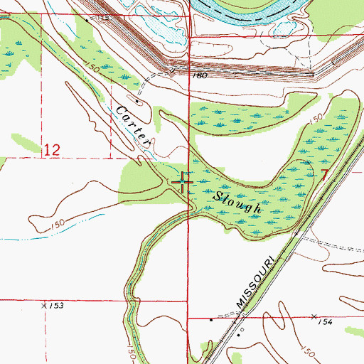 Topographic Map of Carter Slough, AR