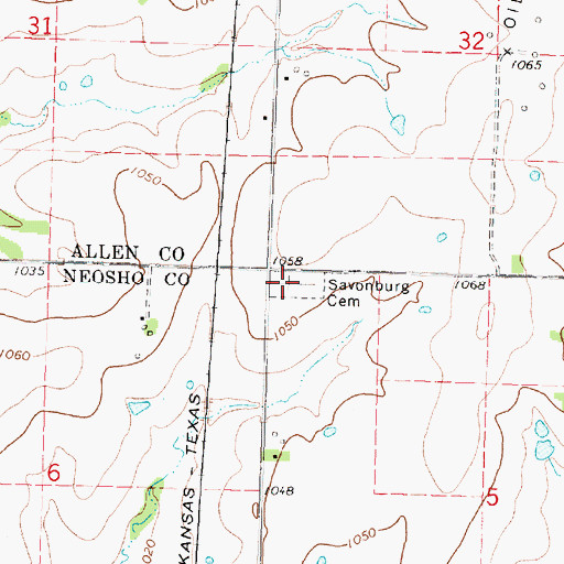 Topographic Map of Mount Moriah Cemetery, KS