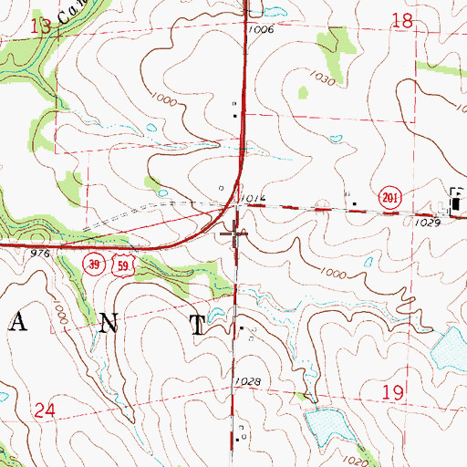 Topographic Map of Township of Grant, KS