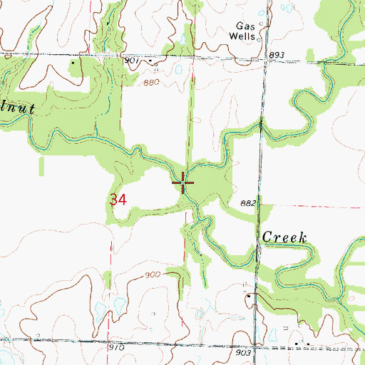 Topographic Map of Little Walnut Creek, KS