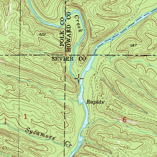 Topographic Map of Carters Creek, AR