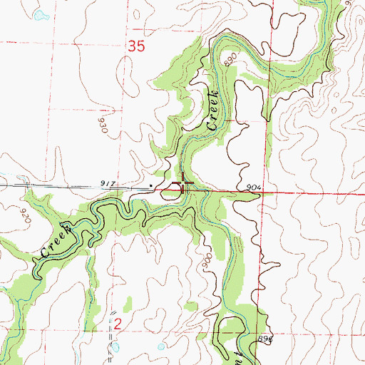 Topographic Map of Prong Creek, KS