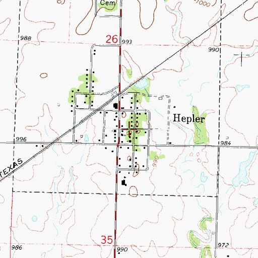 Topographic Map of Hepler, KS
