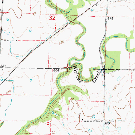 Topographic Map of Walnut Creek, KS