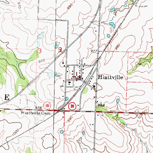 Topographic Map of Hiattville, KS