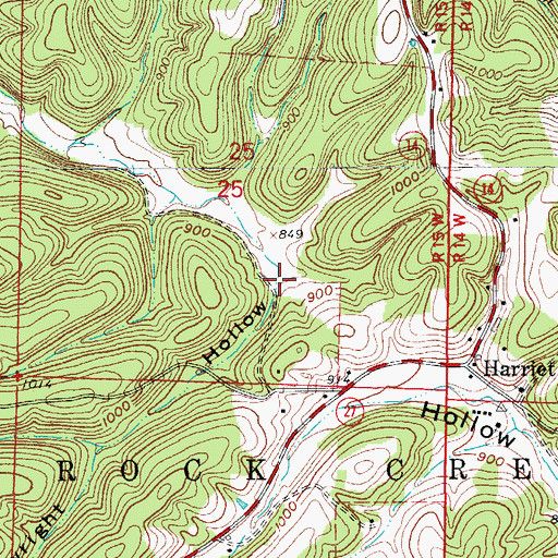 Topographic Map of Cartwright Hollow, AR