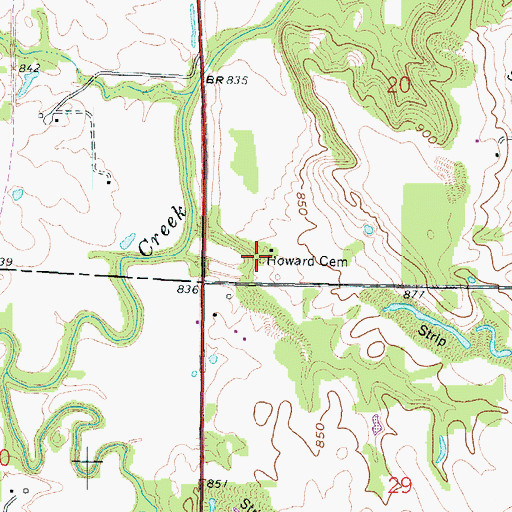 Topographic Map of Howard Cemetery, KS