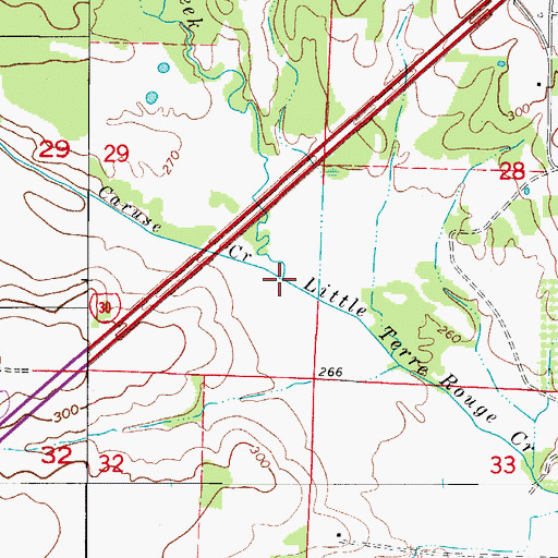 Topographic Map of Caruse Creek, AR