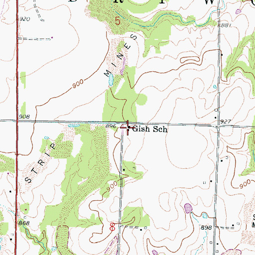 Topographic Map of Gish School, KS
