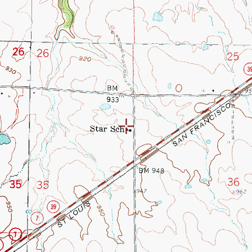 Topographic Map of Star School, KS