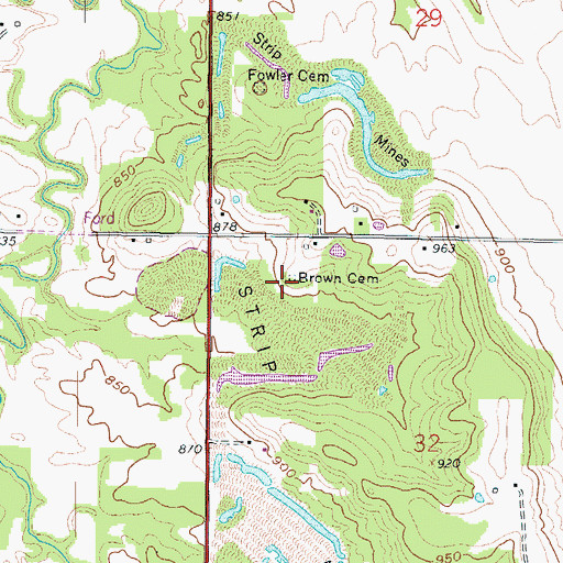 Topographic Map of Brown Cemetery, KS