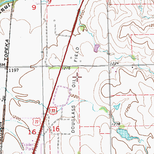 Topographic Map of Douglass Oil Field, KS