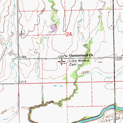 Topographic Map of Cumberland Cemetery, KS