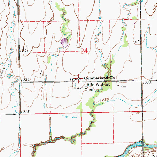 Topographic Map of Cumberland Church, KS
