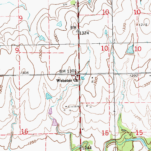 Topographic Map of Webster Church, KS