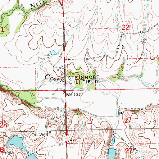 Topographic Map of Steinhoff Oil Field, KS