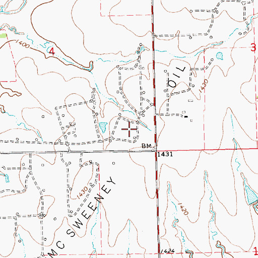 Topographic Map of Snowden-Mc Sweeney Oil Field, KS
