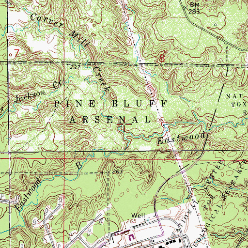 Topographic Map of Carver Mill Creek, AR