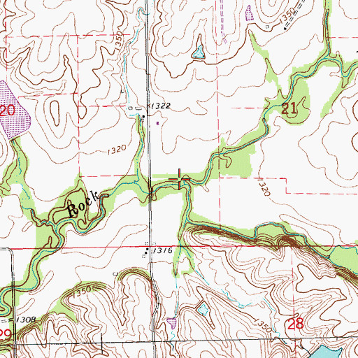 Topographic Map of North Branch Rock Creek, KS
