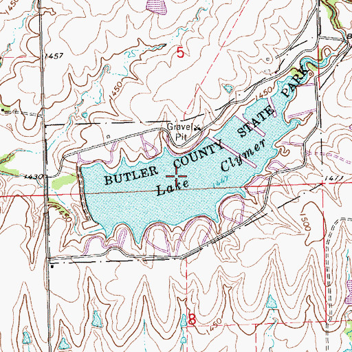 Topographic Map of Lake Clymer, KS