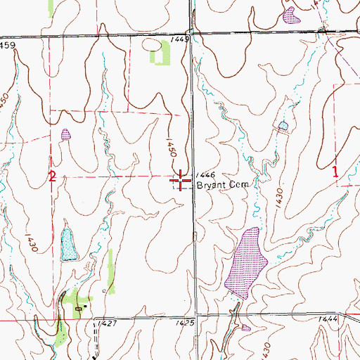 Topographic Map of Bryant Cemetery, KS
