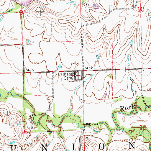 Topographic Map of Latham Cemetery, KS