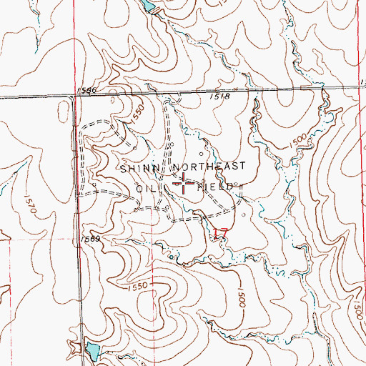 Topographic Map of Shinn Northeast Oil Field, KS
