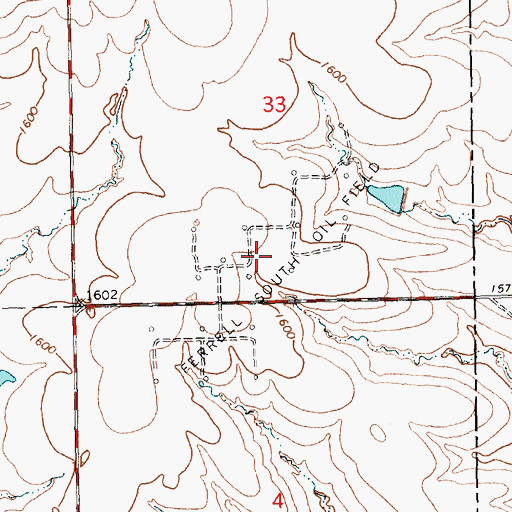 Topographic Map of Ferrell South Oil Field, KS