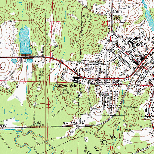 Topographic Map of Carver School, AR