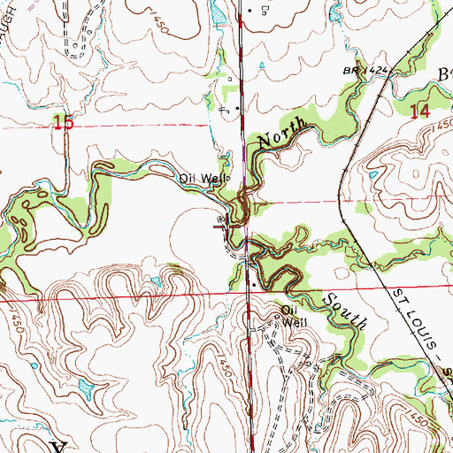 Topographic Map of South Branch Hickory Creek, KS