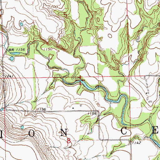 Topographic Map of Rowe Branch Elk River, KS