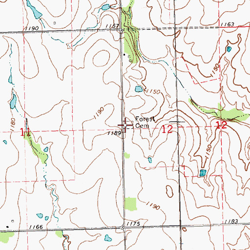 Topographic Map of Forest Cemetery, KS