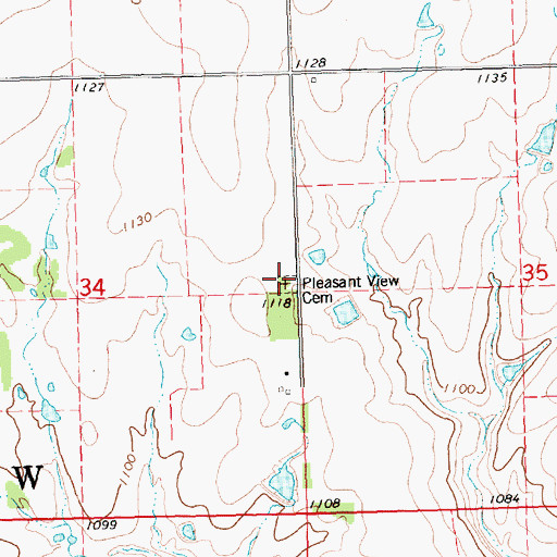 Topographic Map of Pleasant View Cemetery, KS