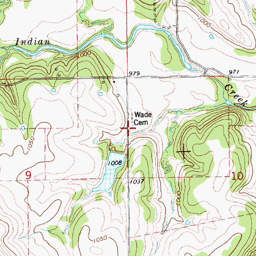 Topographic Map of Wade Cemetery, KS