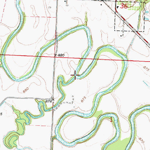 Topographic Map of Coon Creek, KS