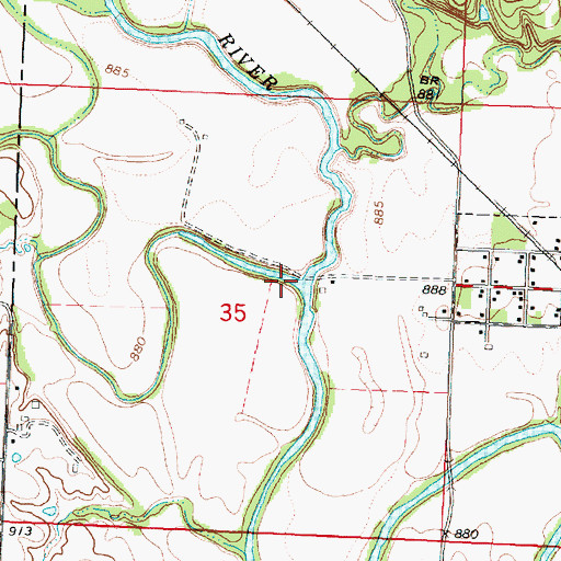 Topographic Map of Indian Creek, KS