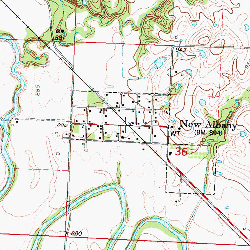 Topographic Map of New Albany, KS