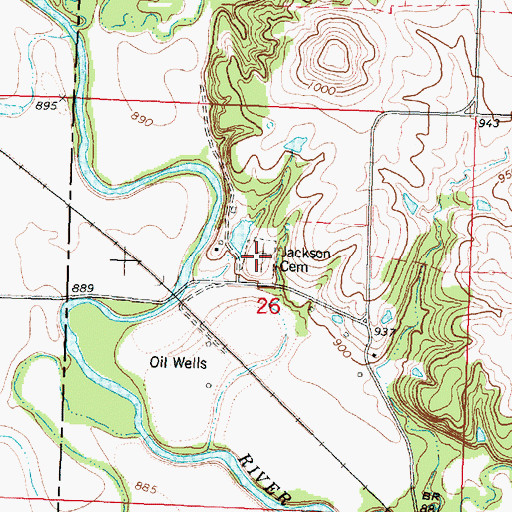 Topographic Map of Jackson Cemetery, KS