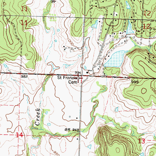 Topographic Map of Saint Francis Cemetery, KS