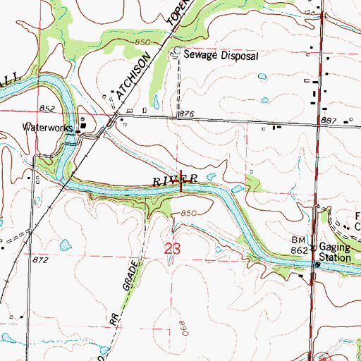 Topographic Map of Plum Branch Fall River, KS