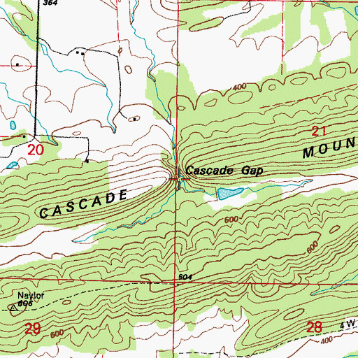 Topographic Map of Cascade Gap, AR